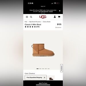 UGG Classic II Mini Boot - Tan BRAND NEW IN BOX